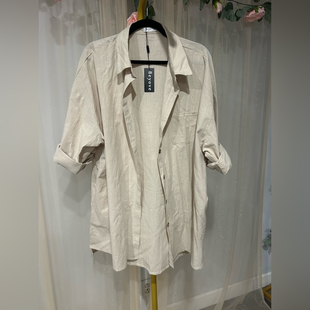 Cotton 2-Piece Set | Button-Down Top & Shorts | Size XXL | NWT